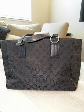 Gucci Black Monogram Messenger Tote